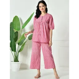 Laado - Pamper Yourself Women Striped Pure Cotton Night suit-picture-10