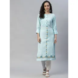 LAAKHI Women Blue Geometric Printed Kurta-picture-21