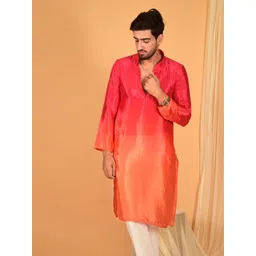 Laalzari Men Colourblocked Festive Silk Straight Kurta-picture-21