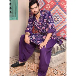 Laalzari Men Floral Printed Pathani Kurta-picture-10