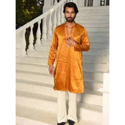 Laalzari Men Pure Gaiji Silk Straight Kurta-picture-19