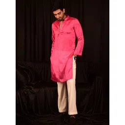 Laalzari Men Solid Festive Silk Straight Kurta-picture-28