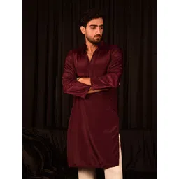 Laalzari Men Solid Fusion Straight Kurta-picture-12