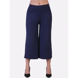 laasa  sports LAASA SPORTS Women Navy Blue Knitted Cropped Palazzos-picture-11