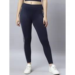 LAASA  SPORTS Women Ankle Length Tights With Side Striped Details-image-2