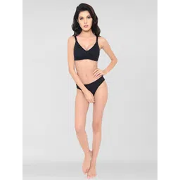 laavian Black Solid Non-Wired Non Padded T-Shirt Bra ZB_9900BLACK image 2