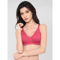laavian Coral Red Solid Non-Padded Full Coverage Cotton Yoga T-shirt Bra-picture-36