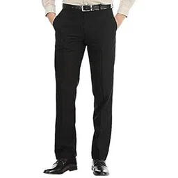 Laavie Men's Formal Regulat fit Flat Front Trousers - Polyester Blend Solid Executive Pants-picture-18