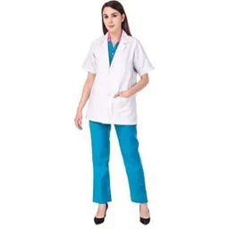Lab Mate Regular Fit Half- Sleeve White Cotton Lab Coat for Girls (1, M)-picture-28