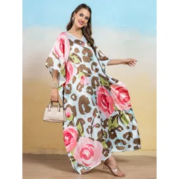 LABEL AARNA Blush Panther Soft Satin Women Dress Kaftan-picture-25