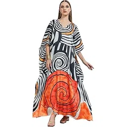 label aarna Soft Satin Kaftan with Digital Print and Hidden Adjustable Belt | Free Size [M-3XL] | Maxi Dress | Fancy | Kaftan Dress for Women-picture-35