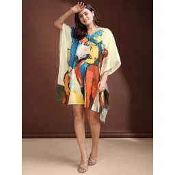 LABEL AARNA Women Abstract Print V- Neck Kaftan Dress-picture-19