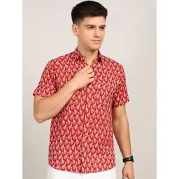 Label Ceres Men Classic Fit Spread Collar Conversational Printed Cotton Casual Shirt-picture-37