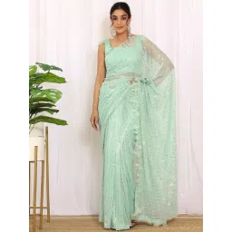Label Kanupriya Mint Green Shimmer Saree-picture-20