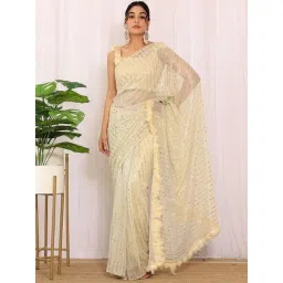Label Kanupriya Off White Shimmer Saree-picture-12