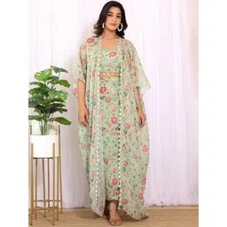 LABEL KANUPRIYA Printed Shoulder Straps Top & Skirt with Shrug-picture-6