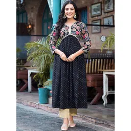 Label Khoj Floral Printed V-Neck Anarkali Kurta-picture-32