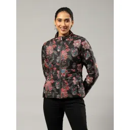 Label Ritu Kumar Black & Red Floral Print Puffer Jacket-picture-20