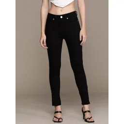 Label Ritu Kumar Black Mid Rise Solid Denim Jeans-picture-38