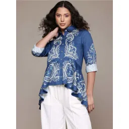 Label Ritu Kumar Blue Fallon Shirt-picture-38