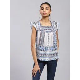 Label Ritu Kumar Blue Geometric Print Top-image-26
