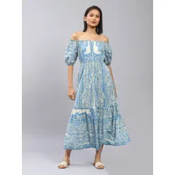 Label Ritu Kumar Blue Printed Maxi Dress-picture-36