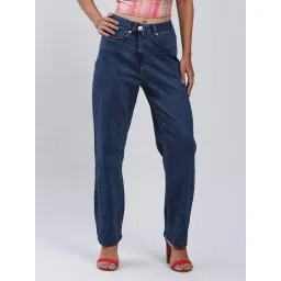 Label Ritu Kumar Dark Blue Straight Fit Mid Rise Jeans-picture-21