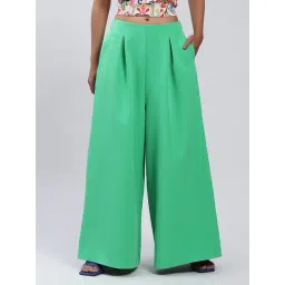 Label Ritu Kumar Green Relaxed Fit Mid Rise Pants-picture-35