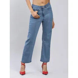 Label Ritu Kumar Light Blue Straight Fit Mid Rise Jeans-picture-23