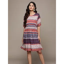 Label Ritu Kumar Multicolor Geometric Print A Line Dress-picture-32