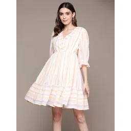 Label Ritu Kumar Multicolor Striped A Line Dress-picture-21