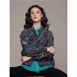 Label Ritu Kumar Navy Estrella Velvet Jacket-picture-10