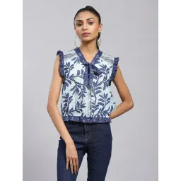 Label Ritu Kumar Navy Printed Top-picture-41