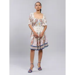 Label Ritu Kumar Off White Floral A Line Dress-picture-15