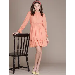 Label Ritu Kumar Peach-Coloured Solid A-Line Dress-picture-29