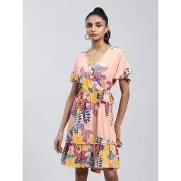 Label Ritu Kumar Pink Printed Wrap Dress-picture-29
