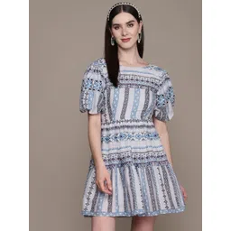 Label Ritu Kumar Print Puff Sleeve A-Line Mini Dress-picture-24