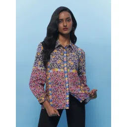 Label Ritu Kumar Purple & Pink Cotton Floral Print Shirt-picture-26