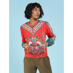 Label Ritu Kumar Red Printed Bomber Jacket-picture-42