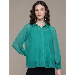 Label Ritu Kumar Teal Tracy Shirt With Camisole-picture-38