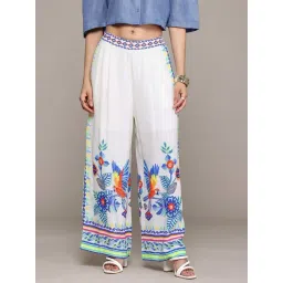 Label Ritu Kumar White Fitted Printed Trousers-picture-19
