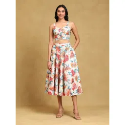 Label Ritu Kumar White Floral Print Co-Ord Set-picture-45