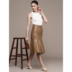 Label Ritu Kumar Women Brown Solid Flared Skirt-picture-17
