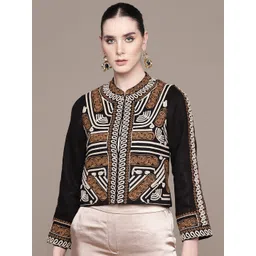 Label Ritu Kumar Women Embroidered Tailored Jacket-picture-29