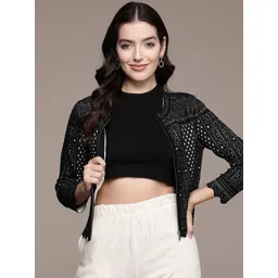 Label Ritu Kumar Women Printed Jacquard Tailored Jacket-picture-19