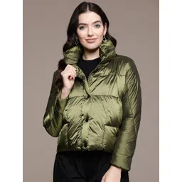 Label Ritu Kumar Women Solid Puffer Jacket-picture-32