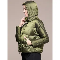 Label Ritu Kumar Women Solid Puffer Jacket image 3