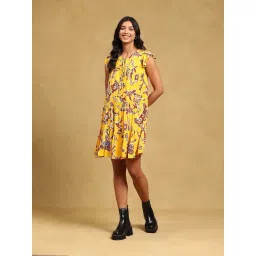 Label Ritu Kumar Yellow Floral Print A Line Dress-picture-31