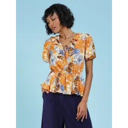 Label Ritu Kumar Yellow Printed Top-picture-14