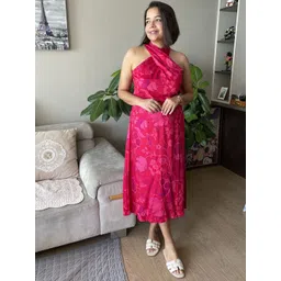 Label Tanvee Pomegranate Halter Neck Top With Skirt Co-Ords-picture-11